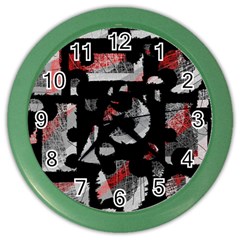 Red Shadows Color Wall Clocks by Valentinaart