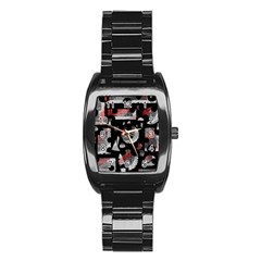 Red Shadows Stainless Steel Barrel Watch by Valentinaart