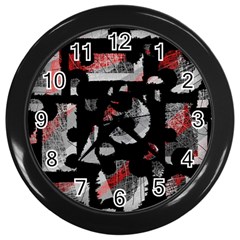 Red Shadows Wall Clocks (black) by Valentinaart