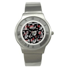 Red Shadows Stainless Steel Watch by Valentinaart