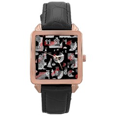 Red Shadows Rose Gold Leather Watch 