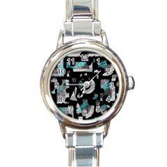 Blue Shadows  Round Italian Charm Watch by Valentinaart