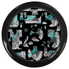 Blue Shadows  Wall Clocks (black) by Valentinaart