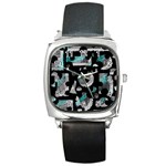 Blue shadows  Square Metal Watch Front