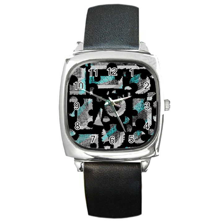 Blue shadows  Square Metal Watch