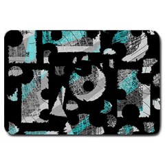 Blue Shadows  Large Doormat  by Valentinaart