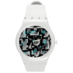 Blue Shadows  Round Plastic Sport Watch (m)