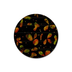 Floral Abstraction Rubber Coaster (round)  by Valentinaart