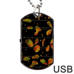 Floral Abstraction Dog Tag Usb Flash (one Side) by Valentinaart