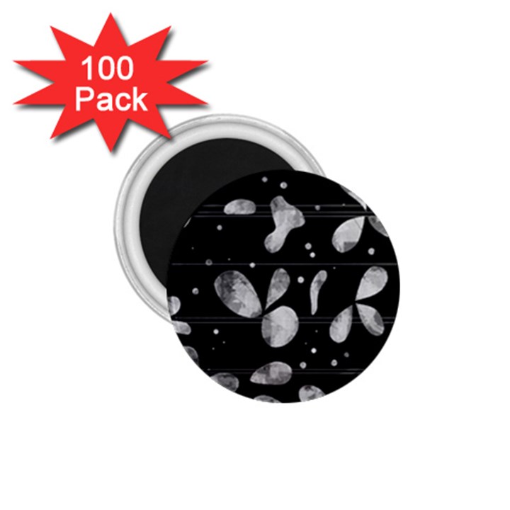 Black and white floral abstraction 1.75  Magnets (100 pack) 