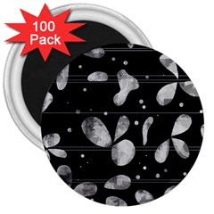 Black And White Floral Abstraction 3  Magnets (100 Pack) by Valentinaart