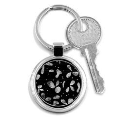 Black And White Floral Abstraction Key Chains (round)  by Valentinaart