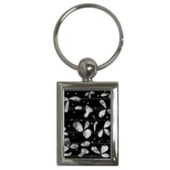 Black And White Floral Abstraction Key Chains (rectangle) 