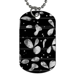 Black And White Floral Abstraction Dog Tag (two Sides)