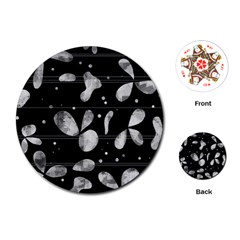 Black And White Floral Abstraction Playing Cards (round) 