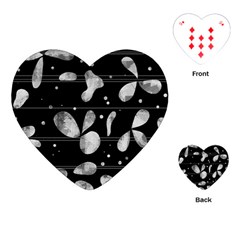 Black And White Floral Abstraction Playing Cards (heart)  by Valentinaart