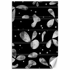 Black And White Floral Abstraction Canvas 12  X 18  