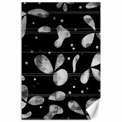 Black And White Floral Abstraction Canvas 24  X 36 