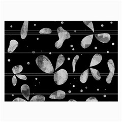 Black And White Floral Abstraction Large Glasses Cloth (2-side) by Valentinaart