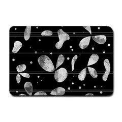 Black And White Floral Abstraction Small Doormat 