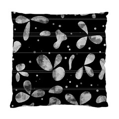 Black And White Floral Abstraction Standard Cushion Case (one Side) by Valentinaart