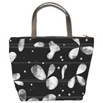 Black and white floral abstraction Bucket Bags Back