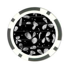 Black And White Floral Abstraction Poker Chip Card Guards (10 Pack) 