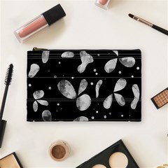 Black And White Floral Abstraction Cosmetic Bag (medium)  by Valentinaart