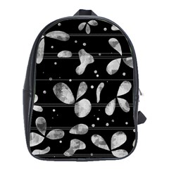 Black And White Floral Abstraction School Bags(large)  by Valentinaart