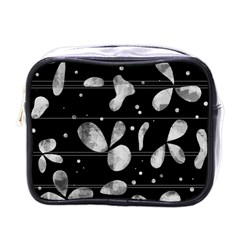 Black And White Floral Abstraction Mini Toiletries Bags