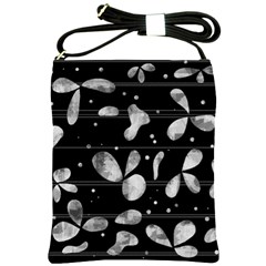 Black And White Floral Abstraction Shoulder Sling Bags