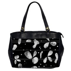 Black And White Floral Abstraction Office Handbags (2 Sides) 