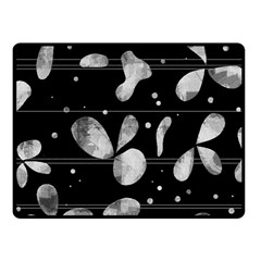 Black And White Floral Abstraction Fleece Blanket (small)