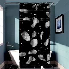 Black And White Floral Abstraction Shower Curtain 36  X 72  (stall) 