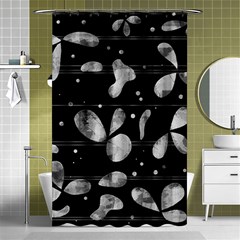 Black And White Floral Abstraction Shower Curtain 48  X 72  (small)  by Valentinaart