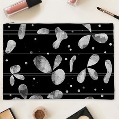 Black And White Floral Abstraction Cosmetic Bag (xxl) 