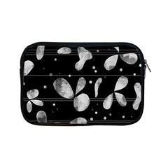 Black And White Floral Abstraction Apple Ipad Mini Zipper Cases