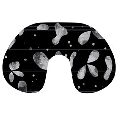 Black And White Floral Abstraction Travel Neck Pillows