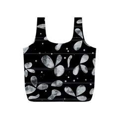 Black And White Floral Abstraction Full Print Recycle Bags (s) 