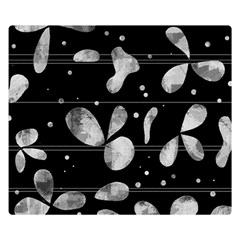 Black And White Floral Abstraction Double Sided Flano Blanket (small) 