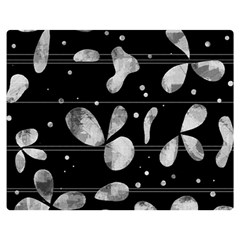 Black And White Floral Abstraction Double Sided Flano Blanket (medium) 