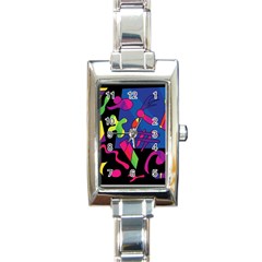 Colorful Shapes Rectangle Italian Charm Watch by Valentinaart