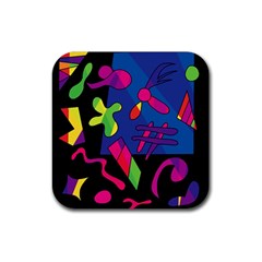 Colorful Shapes Rubber Coaster (square) 