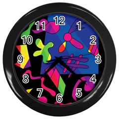 Colorful Shapes Wall Clocks (black)