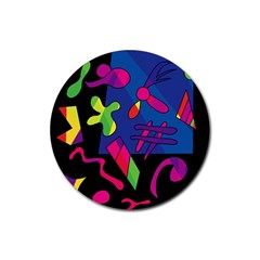 Colorful Shapes Rubber Round Coaster (4 Pack) 