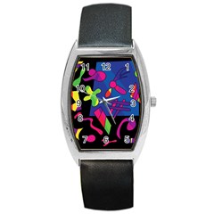 Colorful Shapes Barrel Style Metal Watch