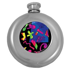 Colorful Shapes Round Hip Flask (5 Oz)