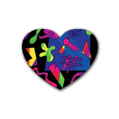 Colorful Shapes Rubber Coaster (heart) 