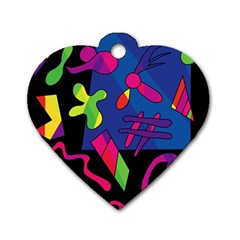 Colorful Shapes Dog Tag Heart (one Side)