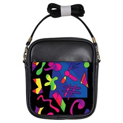 Colorful Shapes Girls Sling Bags by Valentinaart